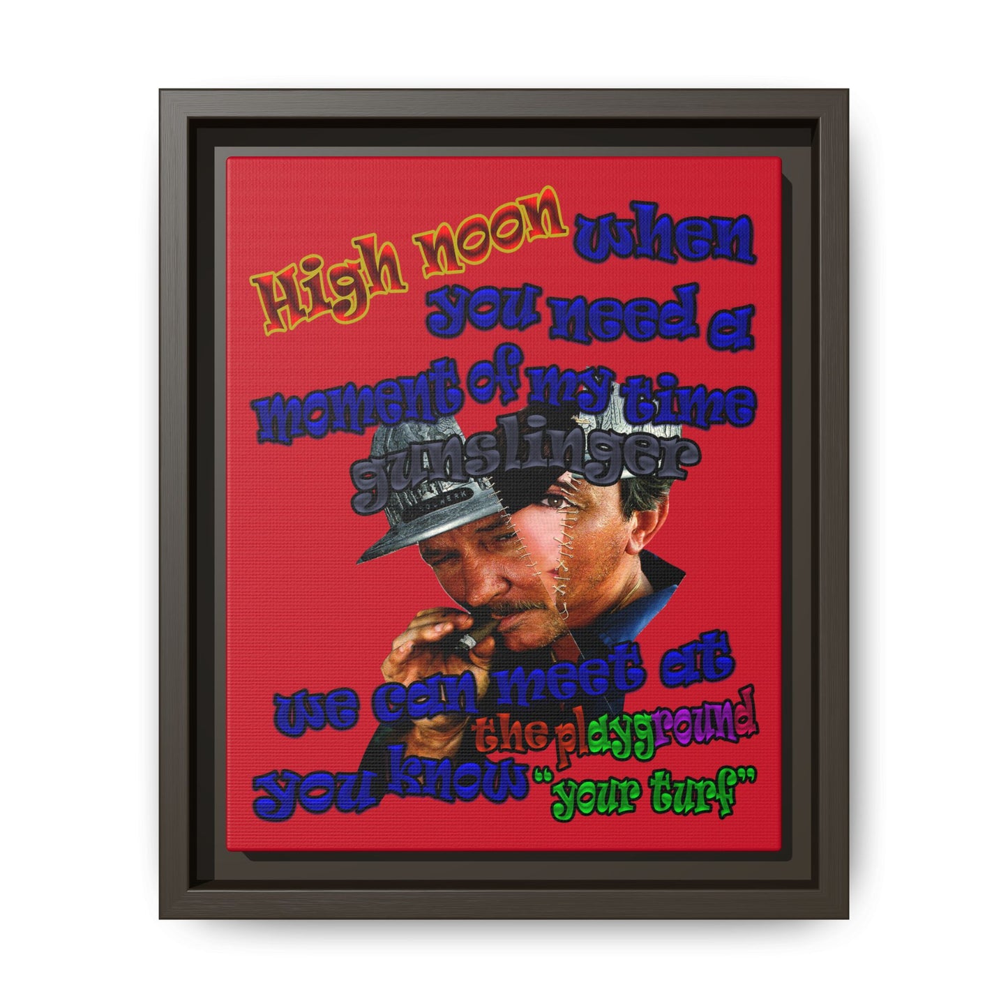 high noon - framed canvas art (dark red)