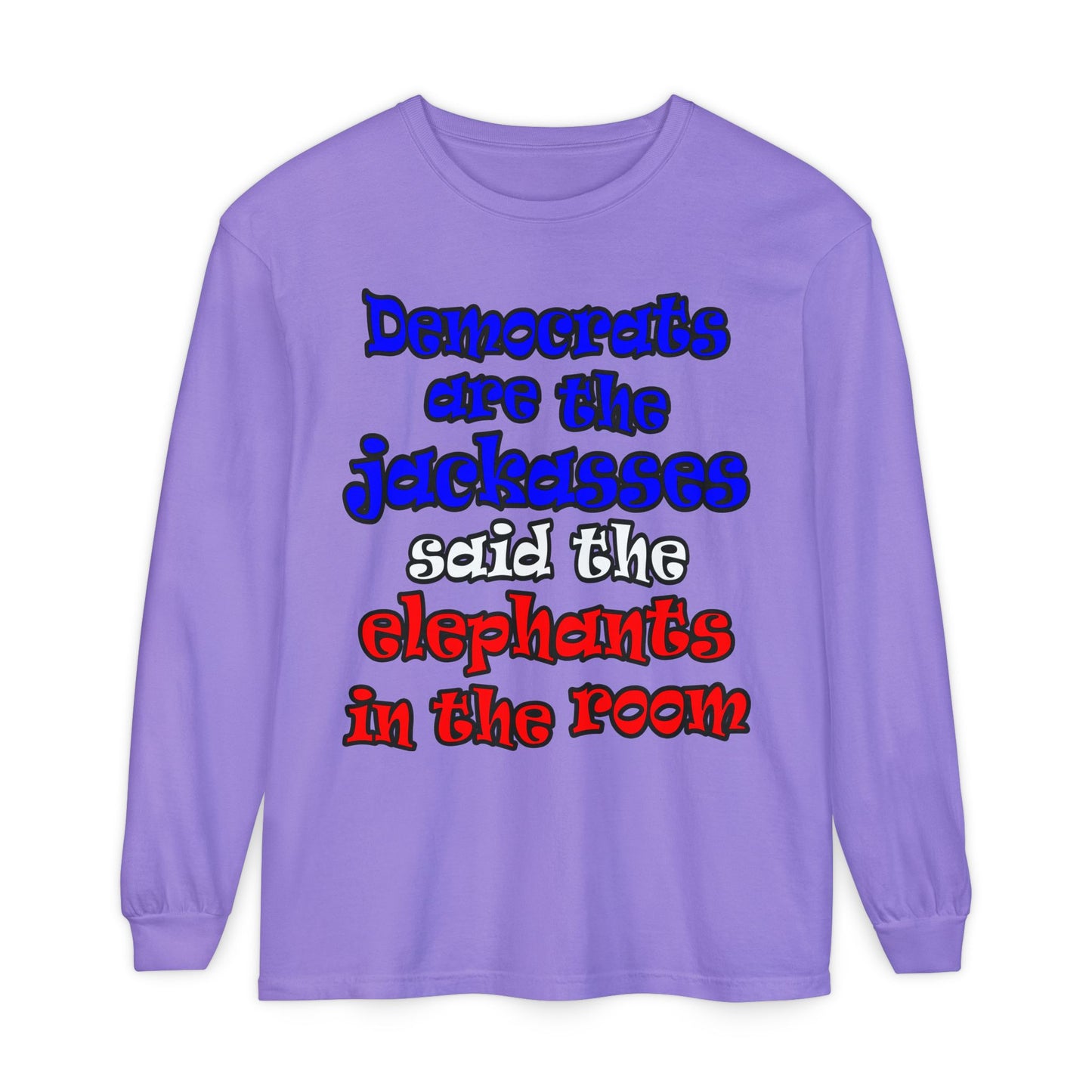 donkeys and elephants - Unisex Garment-dyed Long Sleeve T-Shirt