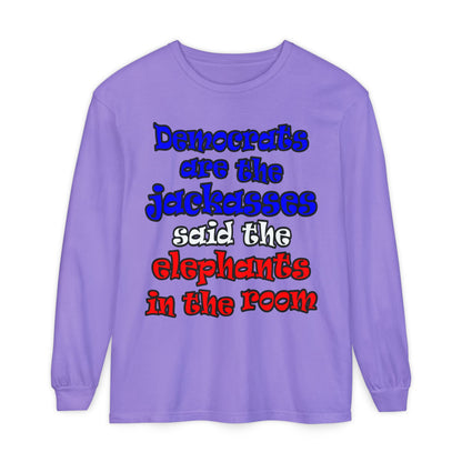 donkeys and elephants - Unisex Garment-dyed Long Sleeve T-Shirt