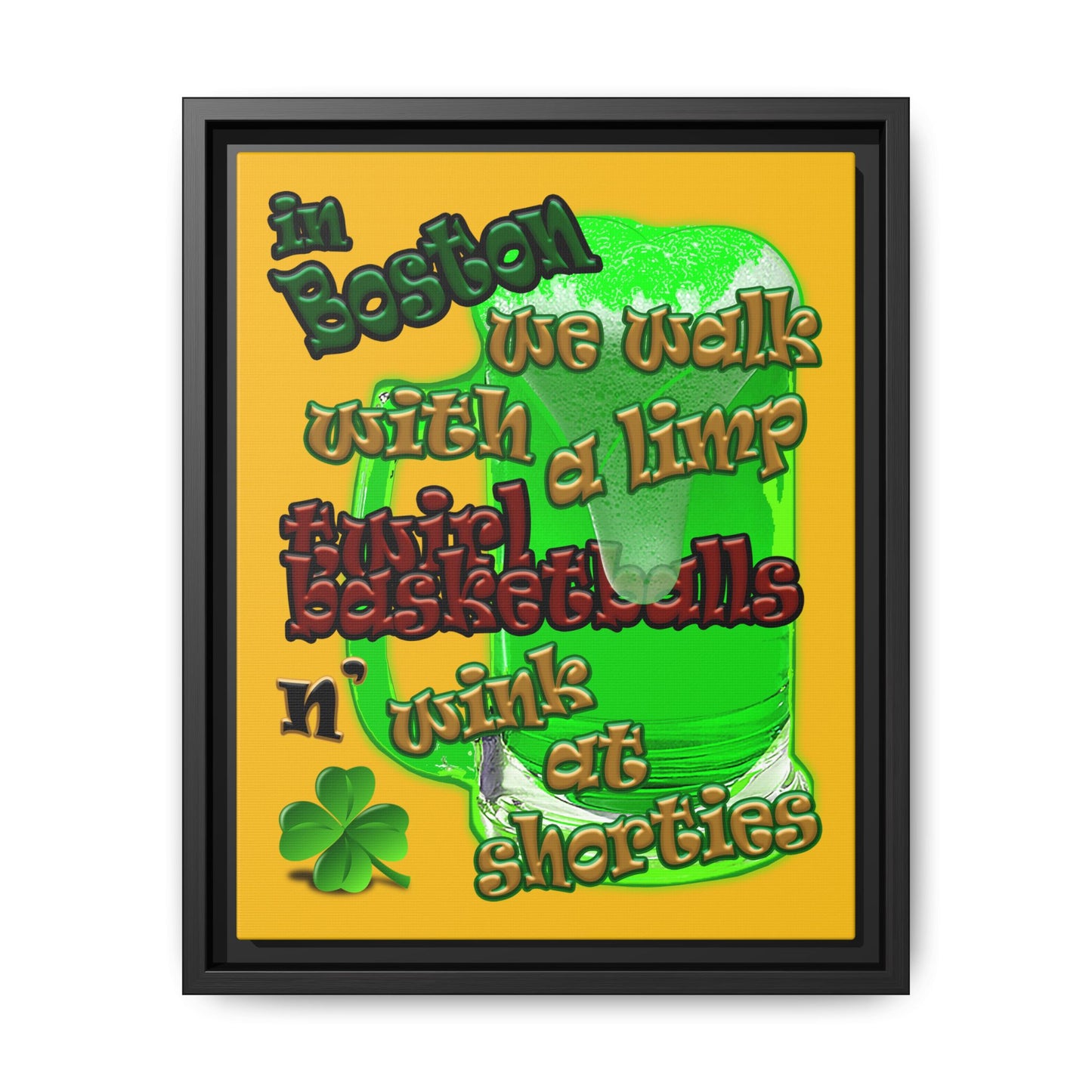 celtics logo - framed canvas art (yellow)