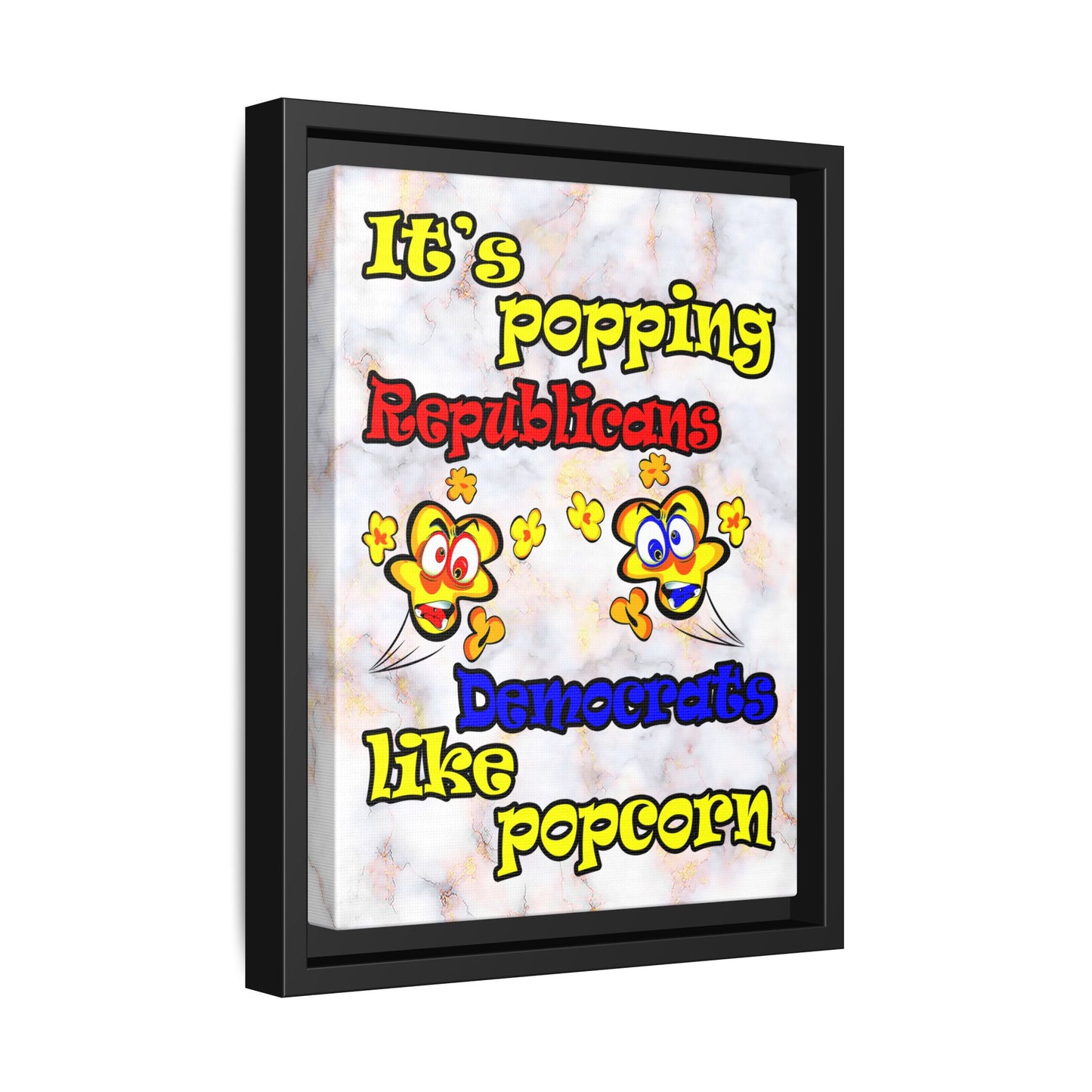 popping like popcorn - framed canvas art (white marble)