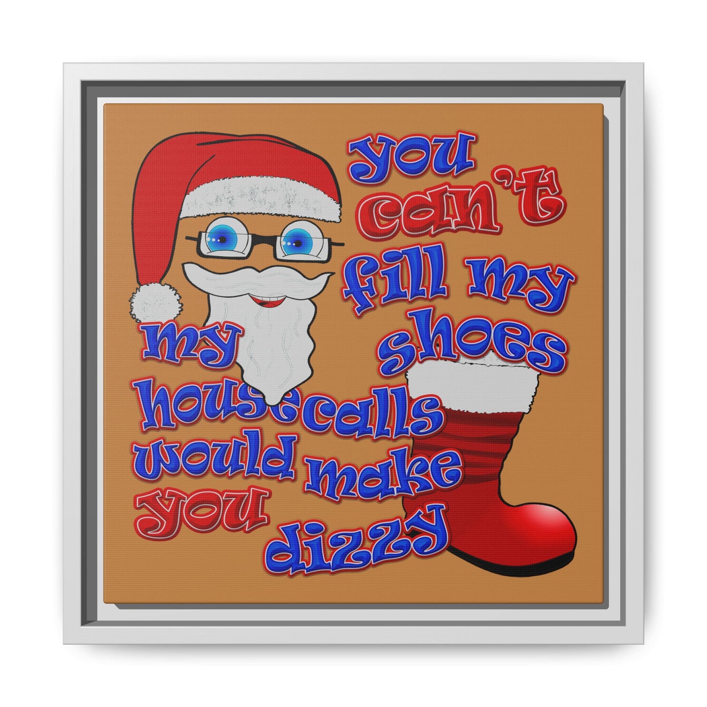 santa's shoes - framed canvas art (light brown)