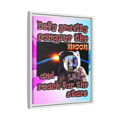defy conquer reach - framed canvas art (light blue-pink wave)