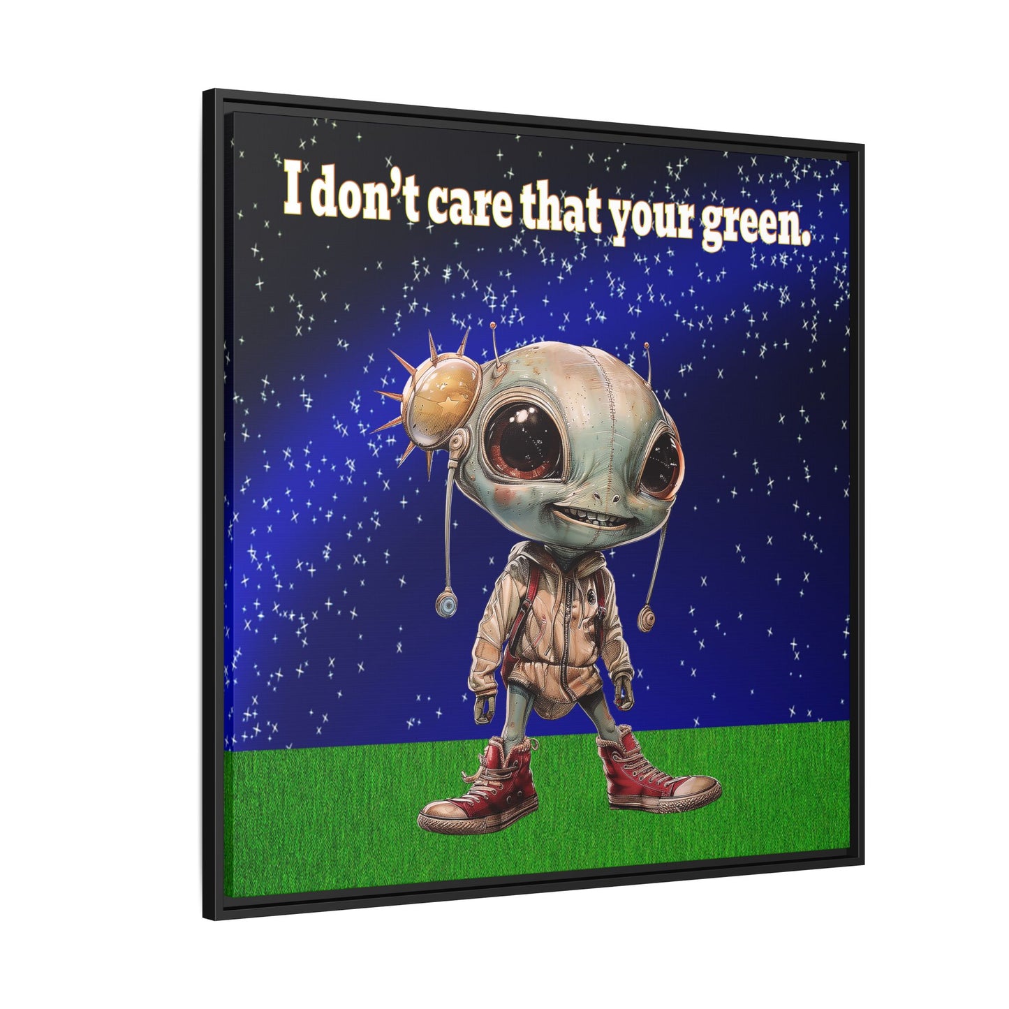 I don't care that your green - framed canvas art ('snoops' background)