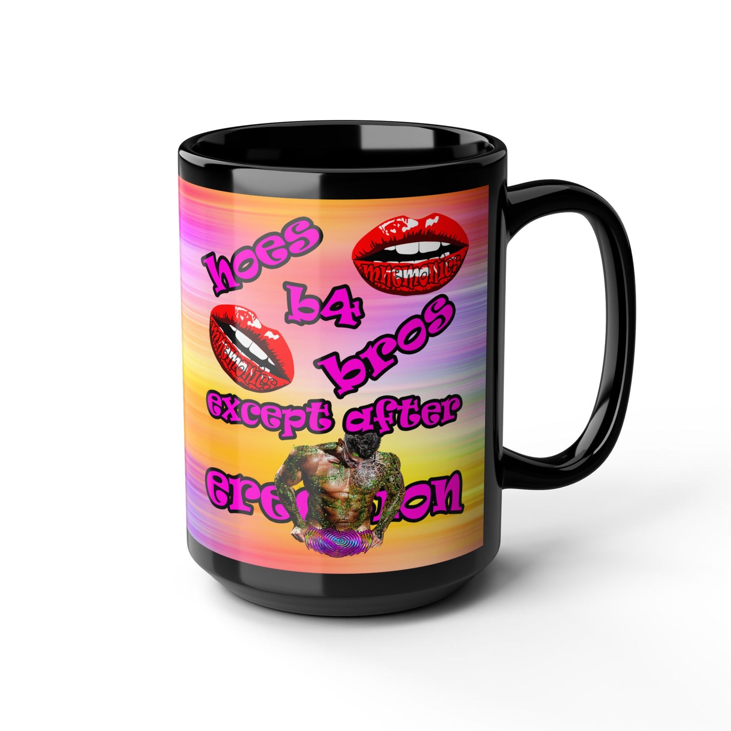 hoes b4 bros - Black Mug (color blur)