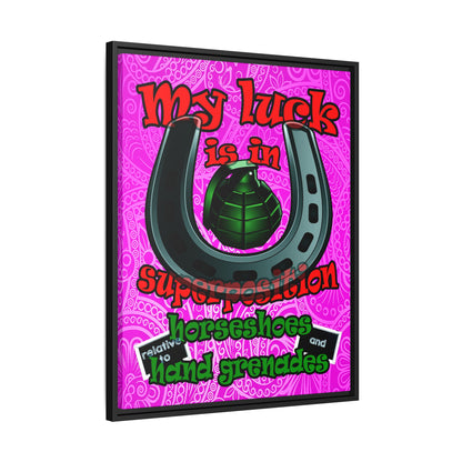 my luck - framed canvas art (pink swirl)