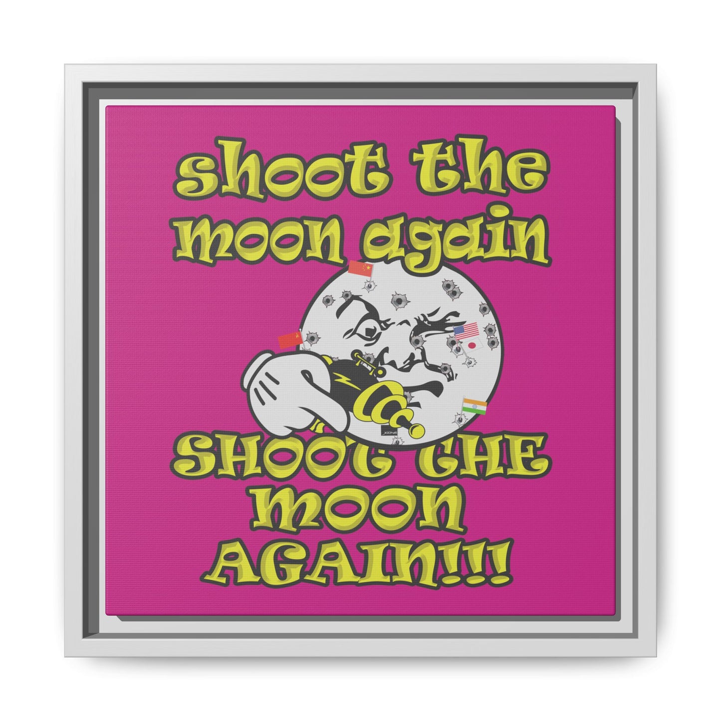 shoot the moon again - framed canvas art (pink)