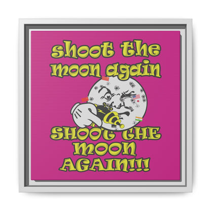 shoot the moon again - framed canvas art (pink)