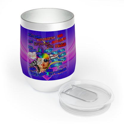 drop the beat - Chill Wine Tumbler  (purple-pink wave)