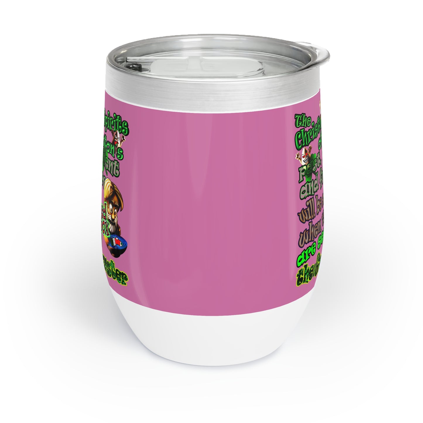 christmas spirits of boston - Chill Wine Tumbler (light pink)