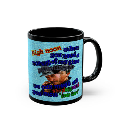high noon - Black Mug (faded blue)