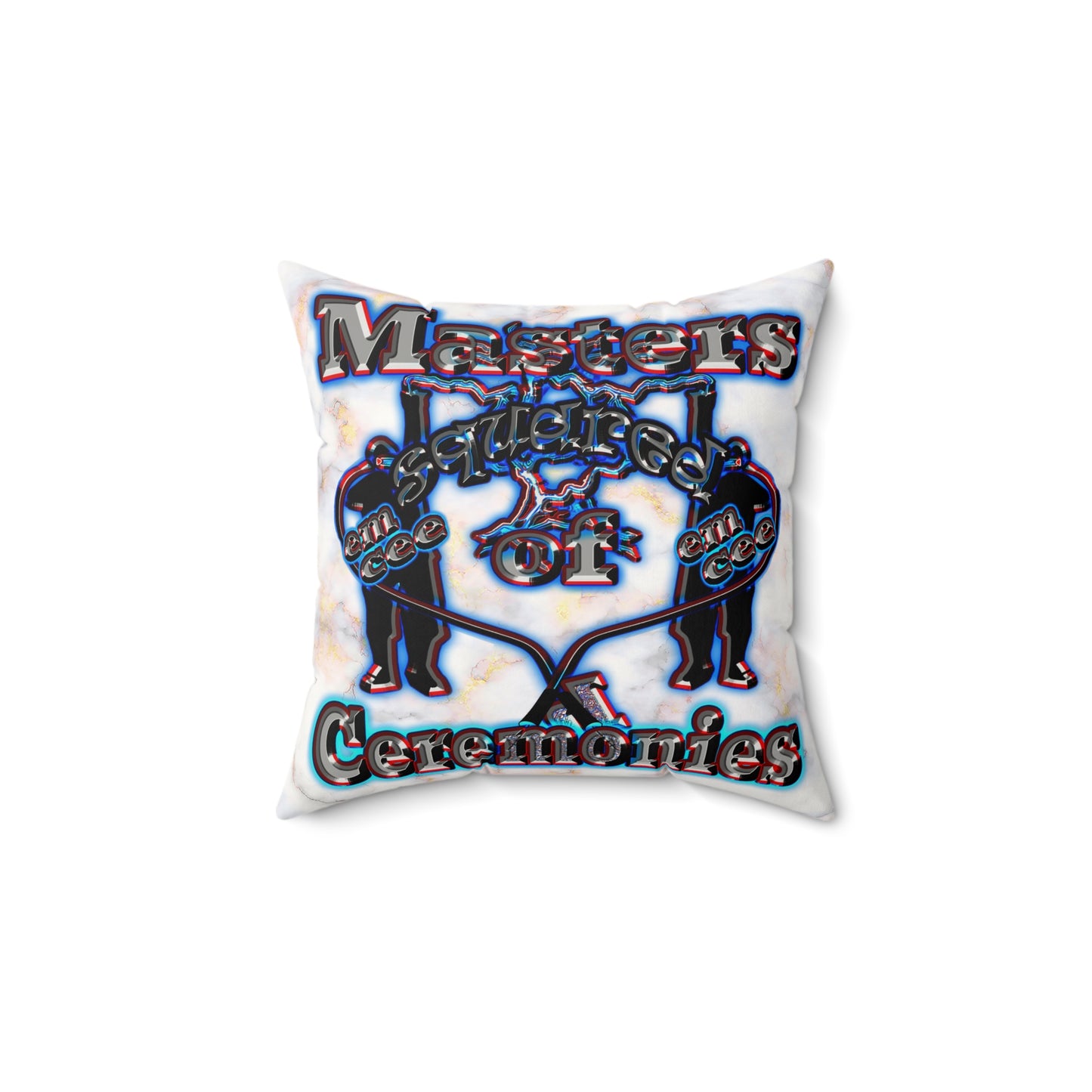 em cee squared - Faux Suede Square Pillow - (white marble)