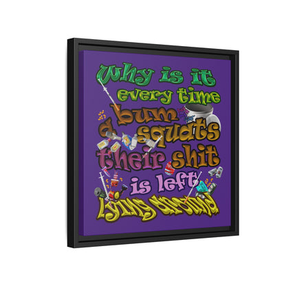 the bum's shit - framed canvas art (purple)