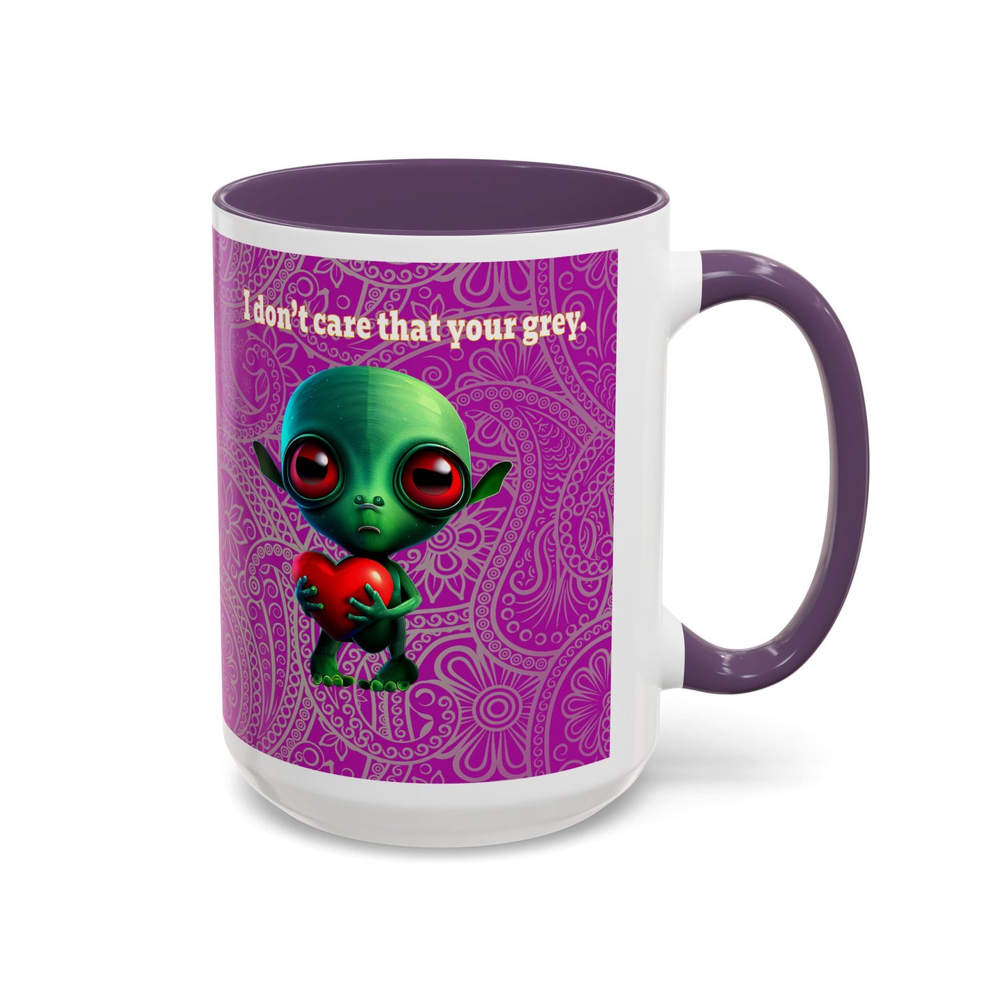 I don't care that your grey - Accent Mug (pink swirl)