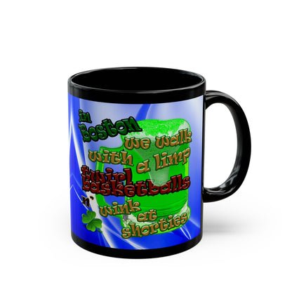 celtics logo - Black Mug (blue-white wave)