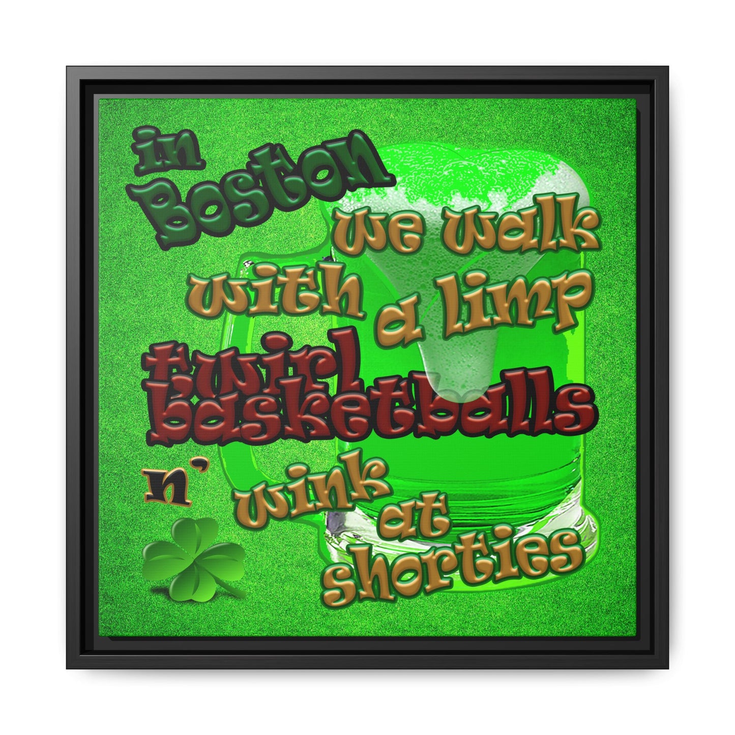 celtics logo - framed canvas art (green turf)