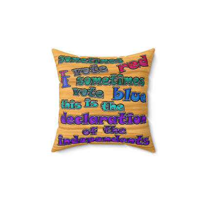 declaration of the independents - Spun Polyester Square Pillow - (butterscotch wood finish)