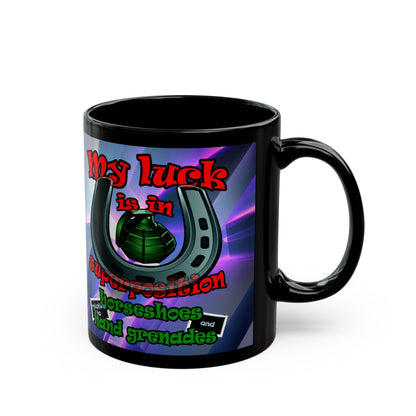 my luck - Black Mug (grey-pink wave)