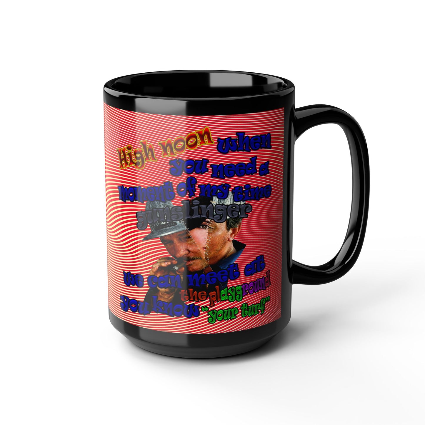 high noon - Black Mug (yellow-orange wave)
