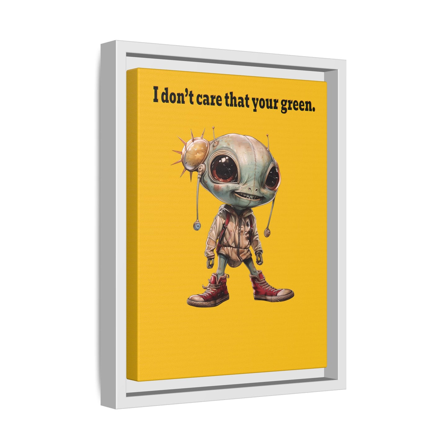 I don't care that your green - framed canvas art (yellow)
