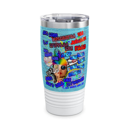 drop the beat - Ringneck Tumbler, 20oz  (faded blue)