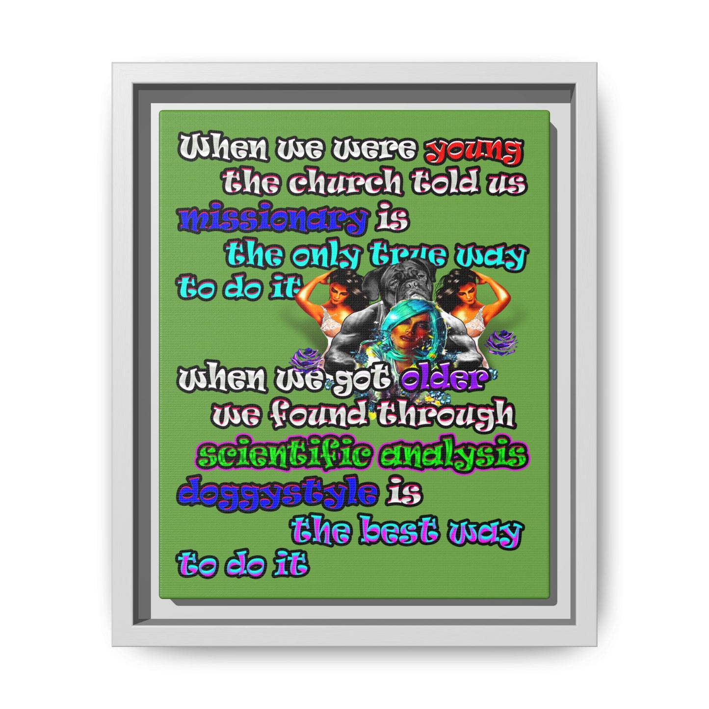 doggystyle - framed canvas art (green)