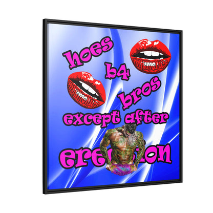 hoes b4 bros - framed canvas art (blue-white wave)