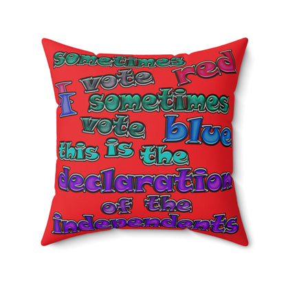 declaration of the independents - Faux Suede Square Pillow - (red)