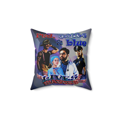 rw&b lives matter - Spun Polyester Square Pillow - (grey-pink wave)