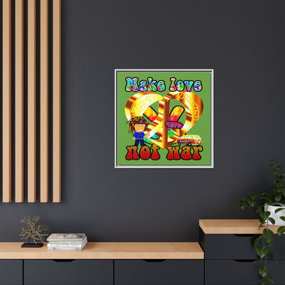 love peace - framed canvas art (green)