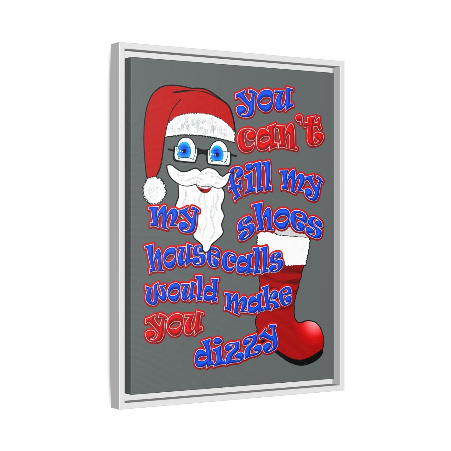 santa's shoes - framed canvas art (dark grey)
