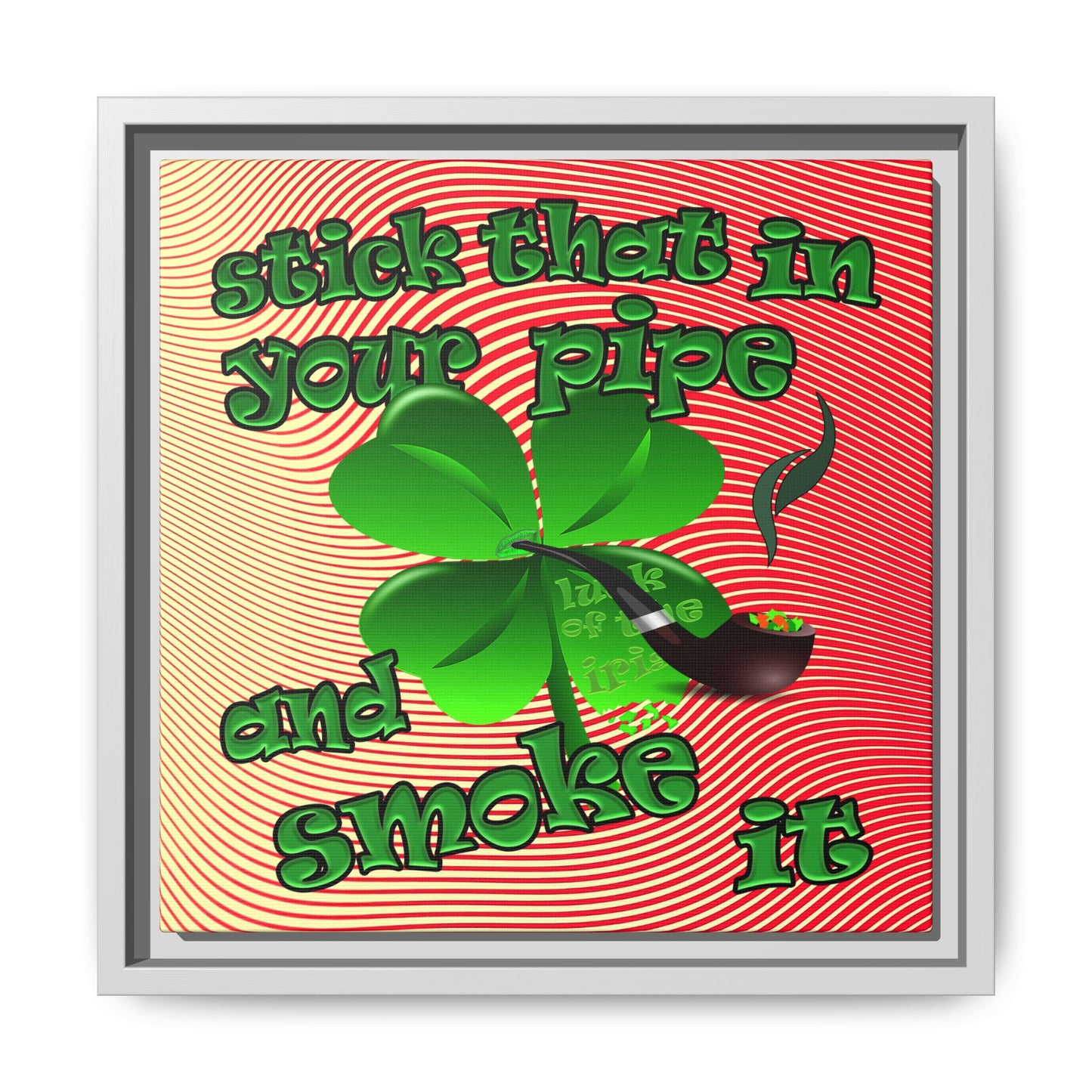 stick that in your pipe and smoke it - framed canvas art (yellow-orange wave)