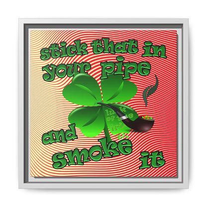 stick that in your pipe and smoke it - framed canvas art (yellow-orange wave)