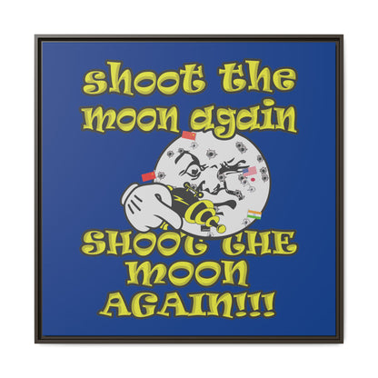 shoot the moon again - framed canvas art (dark blue)
