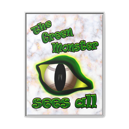 green monster - framed canvas art (white marble)