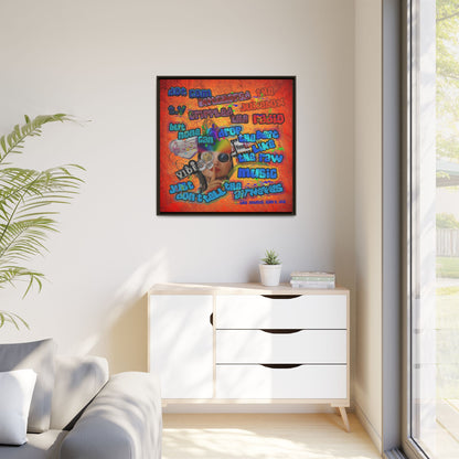 drop the beat - framed canvas art (burnt orange)