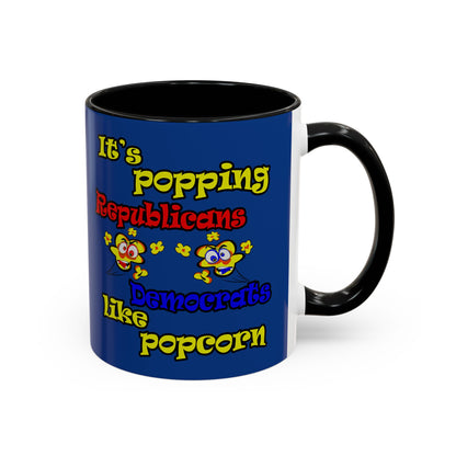 popping like popcorn - Accent Mug (dark blue)