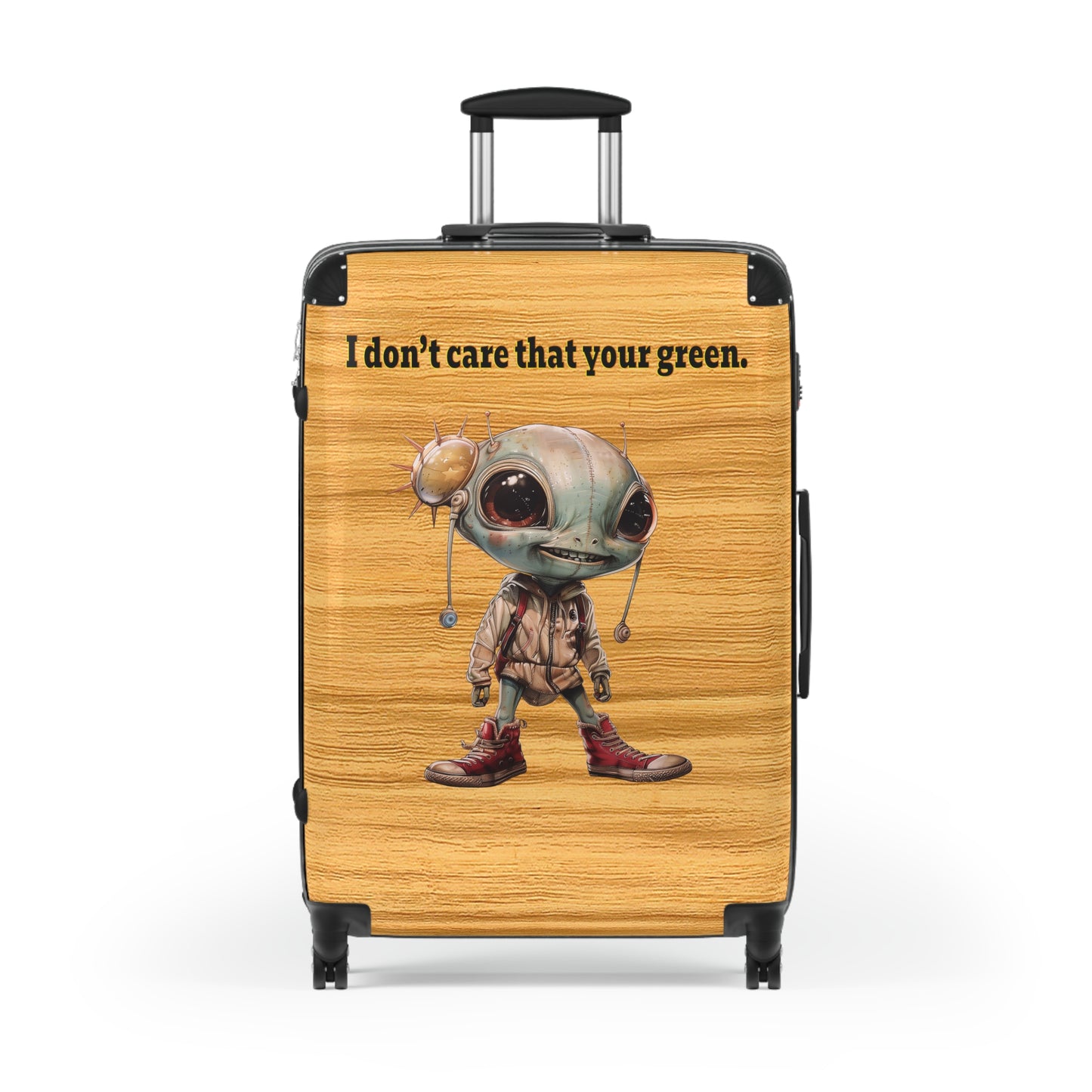 I don't care that your green - Suitcase (butterscotch wood finish)