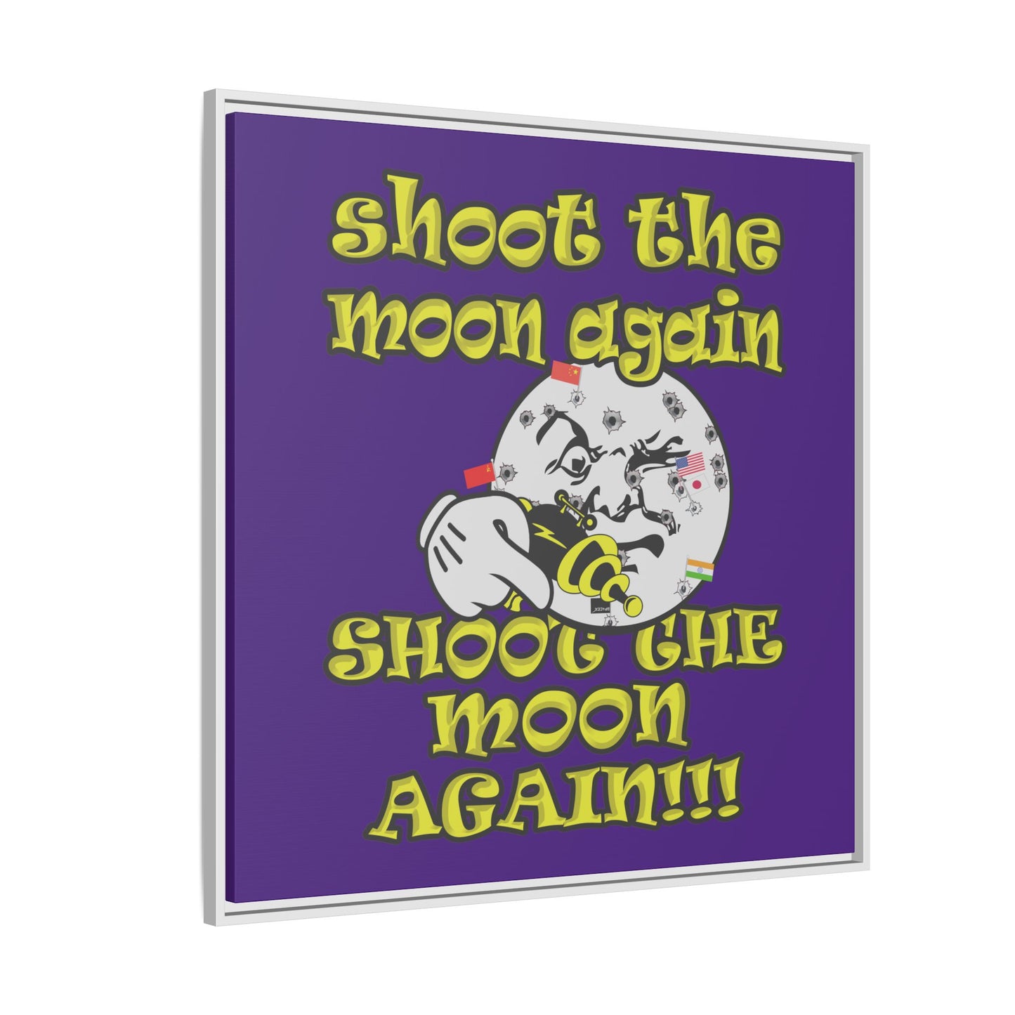 shoot the moon again - framed canvas art (purple)