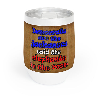 donkeys and elephants - Chill Wine Tumbler (brown papyrus)