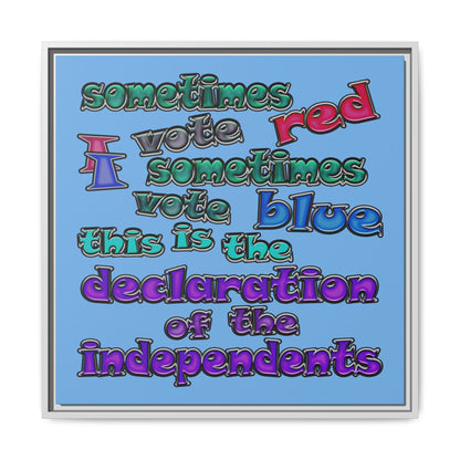 declaration of the independents - framed canvas art (light blue)