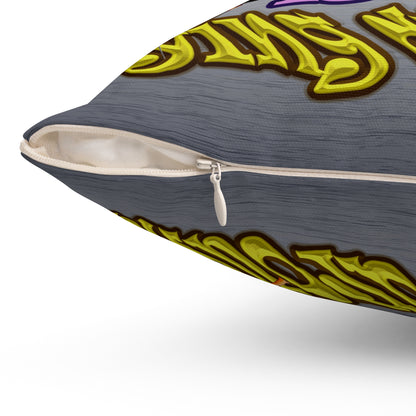 the bum's shit - Spun Polyester Square Pillow - (brushed nickel)