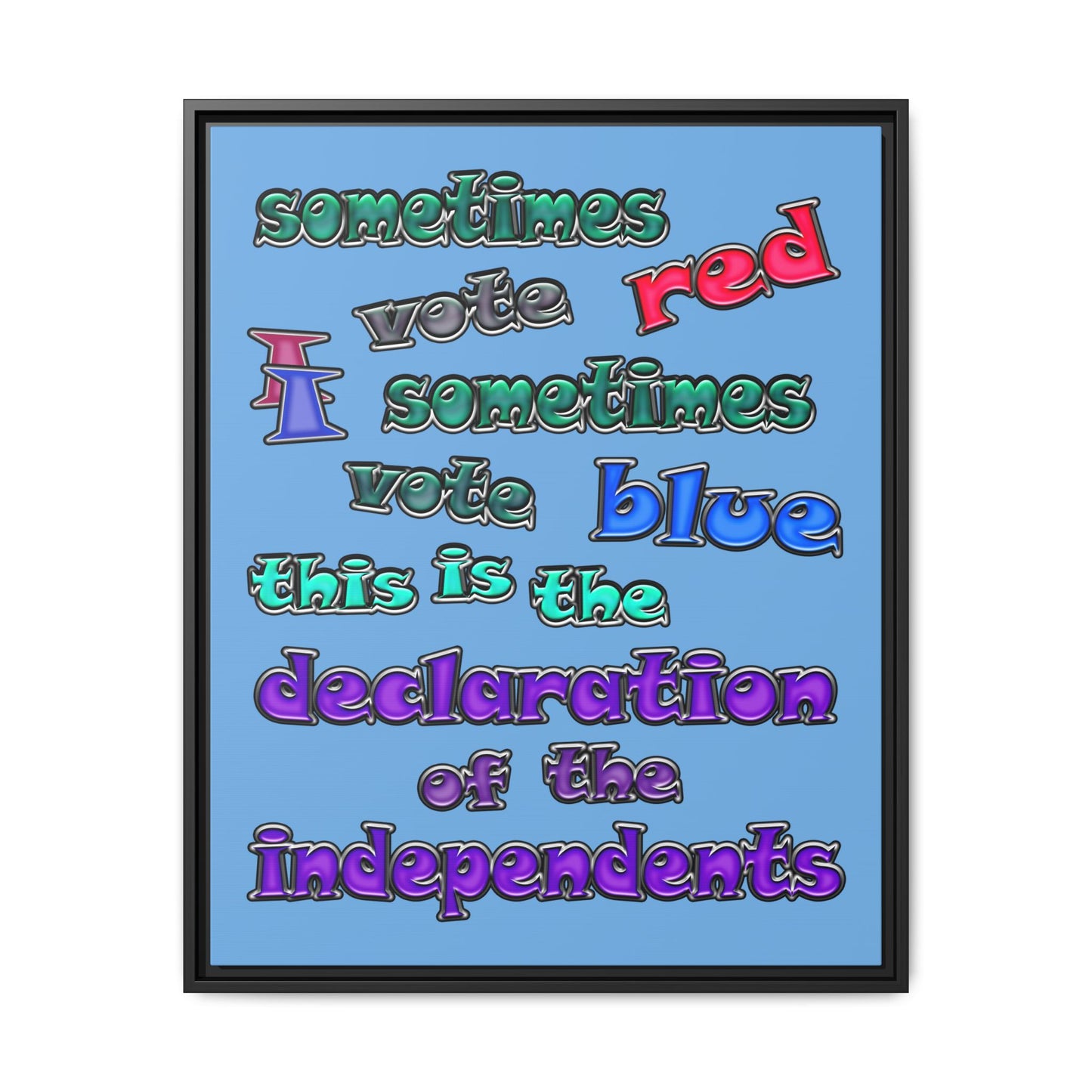 declaration of the independents - framed canvas art (light blue)