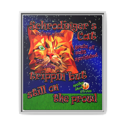 schrodinger's cat - framed canvas art ('snoops' background)