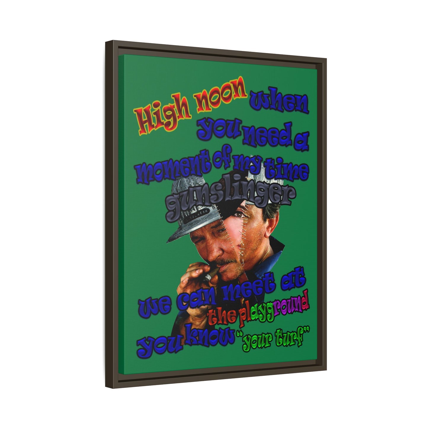 high noon - framed canvas art (dark green)