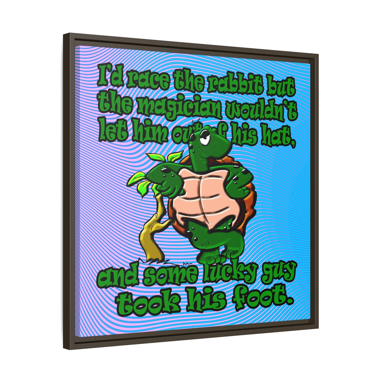 turtle race - framed canvas art (light blue-purple wave)