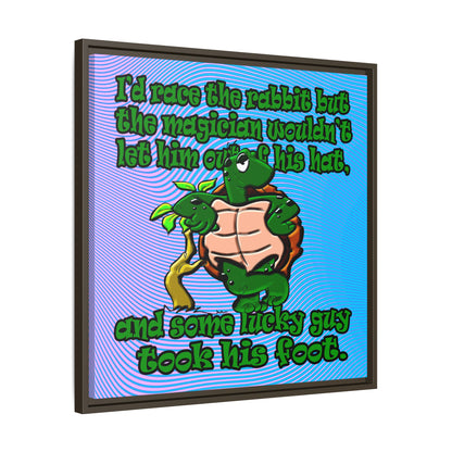 turtle race - framed canvas art (light blue-purple wave)
