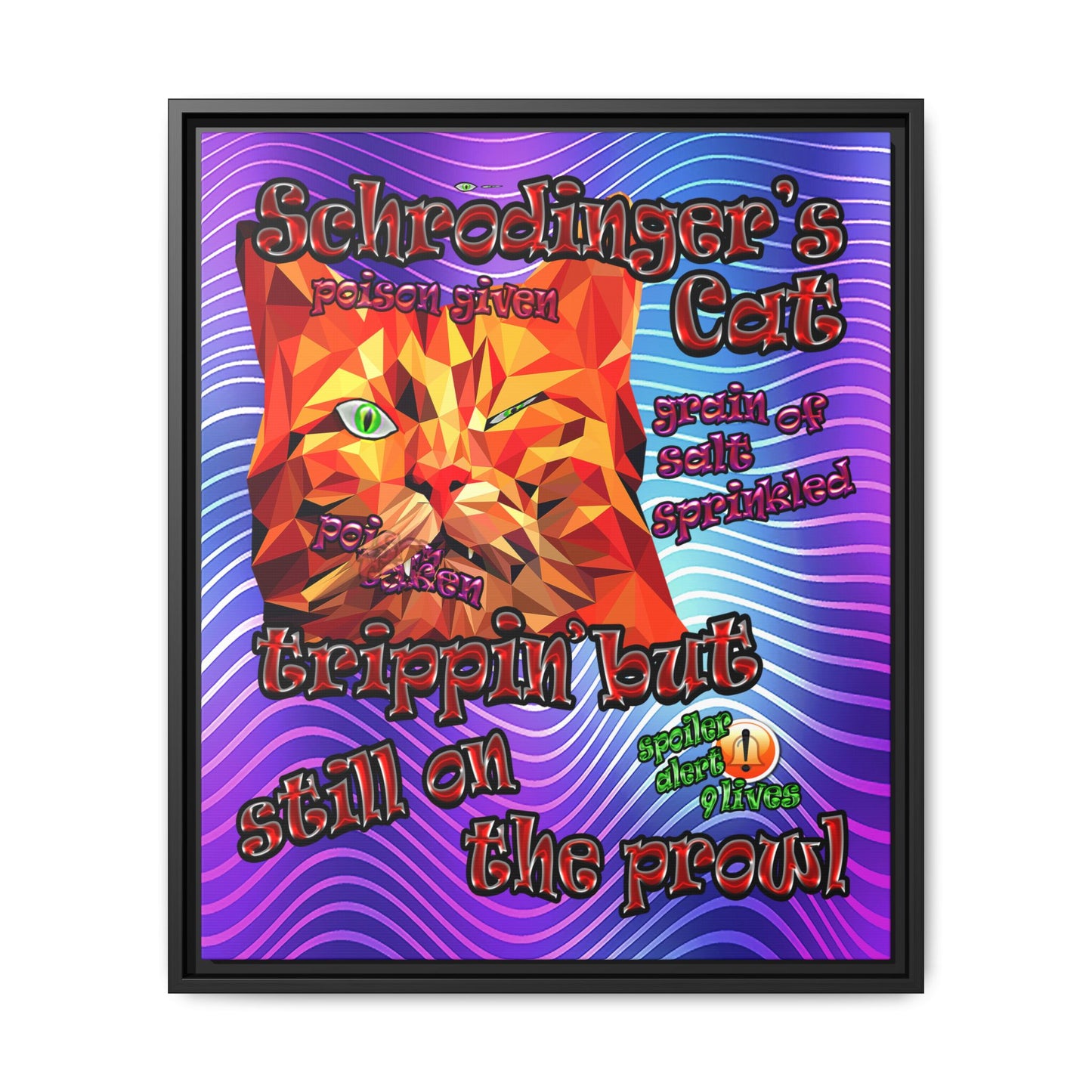 schrodinger's cat - framed canvas art (purple wave)
