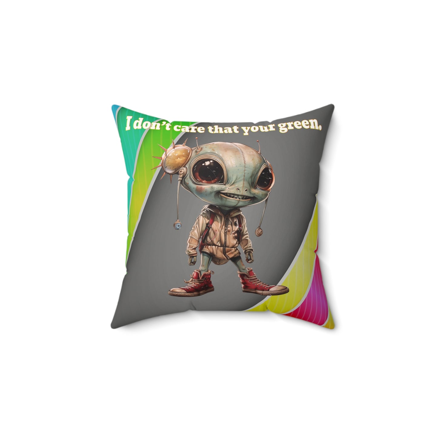I don't care that your grey - Faux Suede Square Pillow - (rainbow split)