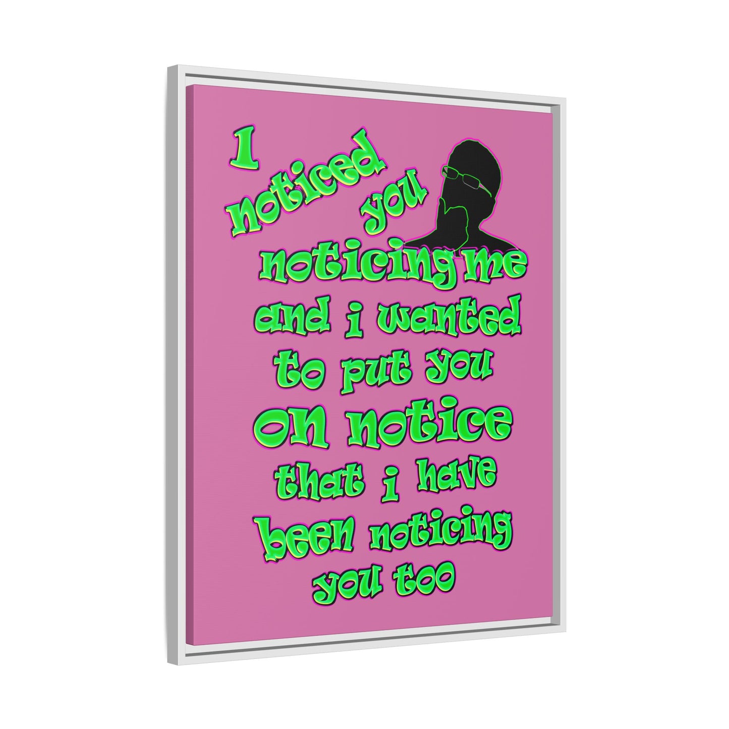 noticed you noticing - framed canvas art (light pink)